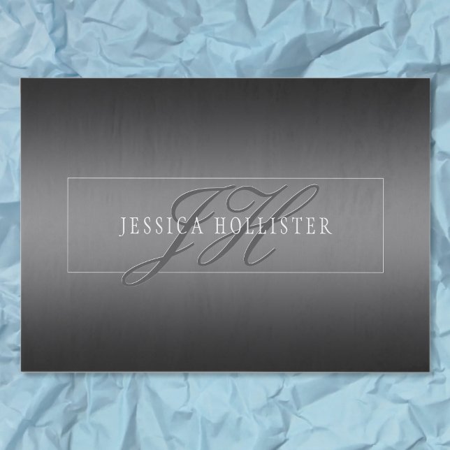 Elegant Name & Monogrammed Initials | Black & Grey Tissue Paper (Creator Uploaded)