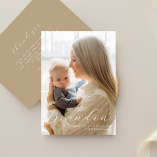 Elegant Name One Photo Formal Birth Announcement