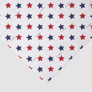 Elegant Name Patriotic Tissue Paper Red Blue Stars