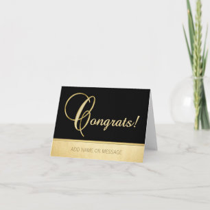 Elegant Name Personalized Black Gold CONGRATS! Card