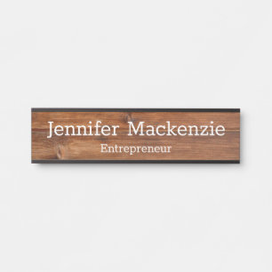Elegant Name Plate Wood Grain Rustic Door Sign