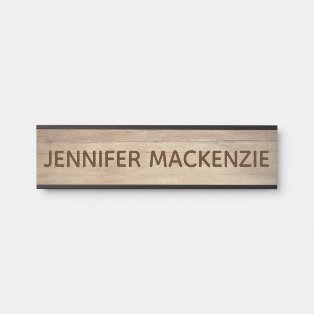 Elegant Name Plate Wood Grain Rustic Door Sign (Front)