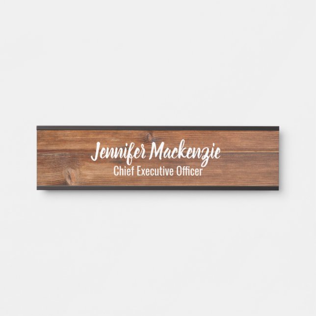 Elegant Name Plate Wood Grain Rustic Door Sign (Front)