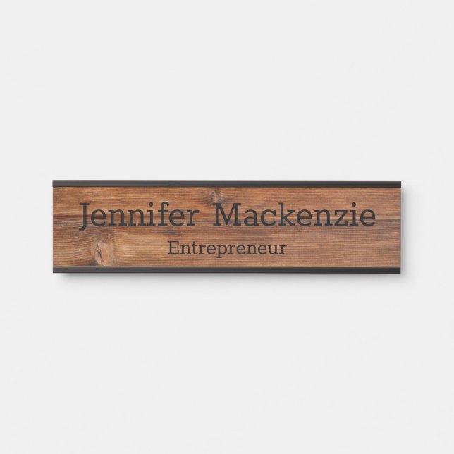Elegant Name Plate Wood Grain Rustic Door Sign (Front)