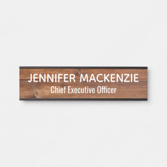 Elegant Name Plate Wood Grain Rustic Door Sign (Front)