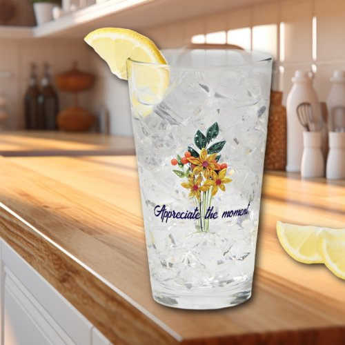 Elegant Name Quote Paper Quilled Flowers 16oz Pint Glass