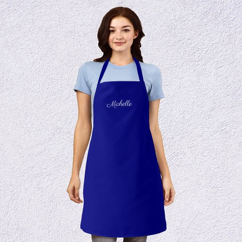 Elegant Name Script Navy Blue Apron