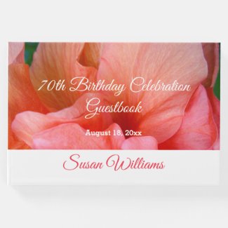 Elegant Name Tropical Flower Photo 70th Birthday Guest Book