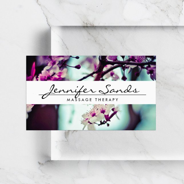 ELEGANT NAME with CHERRY BLOSSOMS Business Card (Creator Uploaded)