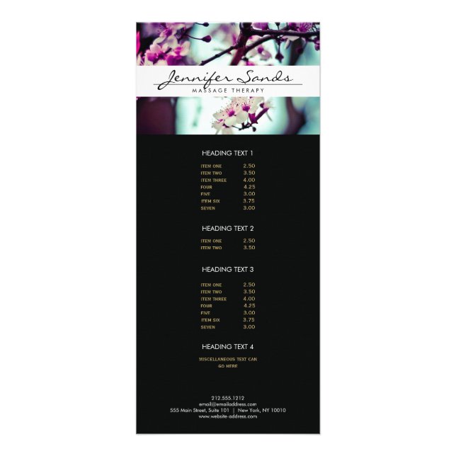 ELEGANT NAME with CHERRY BLOSSOMS Rack Card (Front)