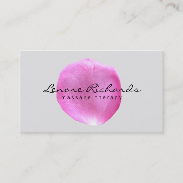 Elegant Name with Pink Flower Petal II Business Card (Front)