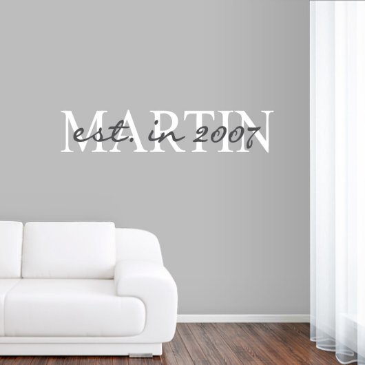 Elegant Name With Year Established Wall Decal (Front)