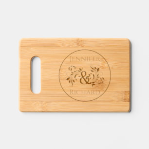 Elegant names and ampersand wedding Charcuterie Engraved Cutting Board