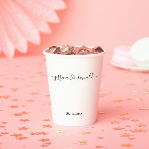 Elegant Names Connected With Love Custom Wedding Paper Cups