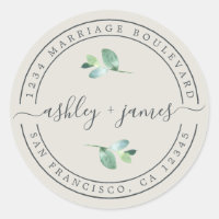 Elegant Names Foliage Wedding Return Address