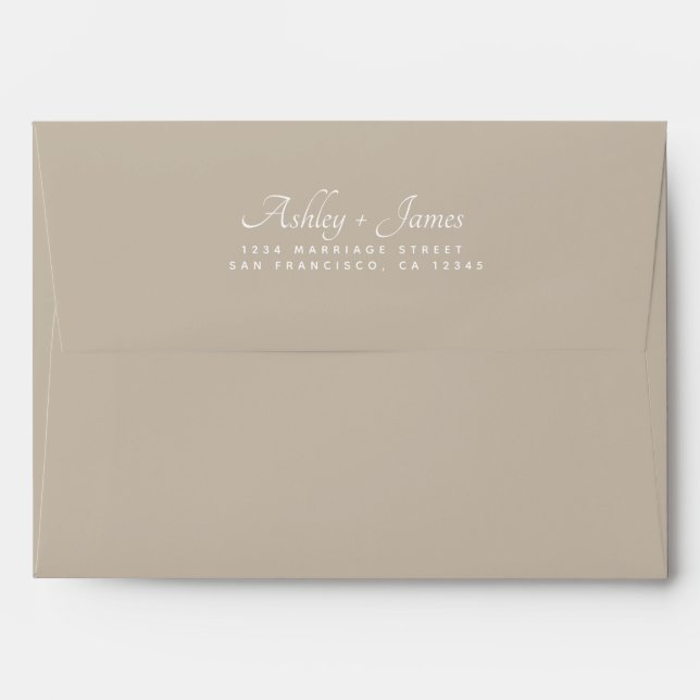 Elegant Names Gray Wedding Return Address Envelope (Back (Top Flap))