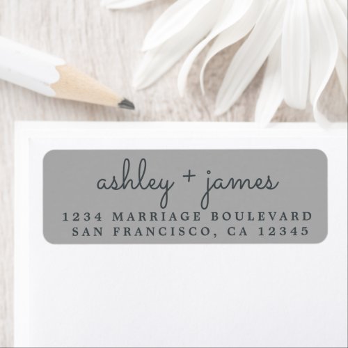 Elegant Names Gray Wedding Return Address Label