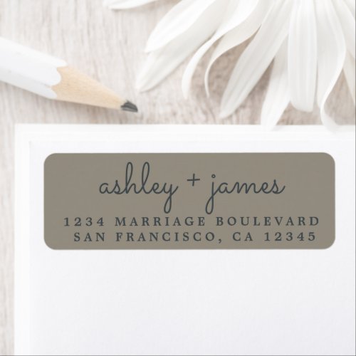 Elegant Names Gray Wedding Return Address Label