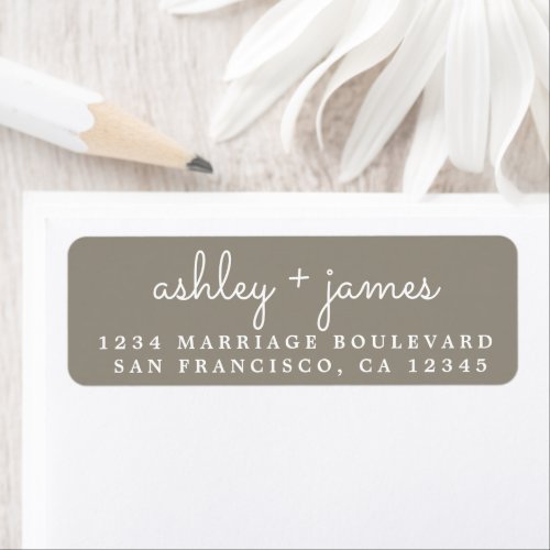 Elegant Names Gray Wedding Return Address Label