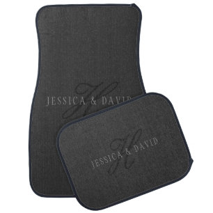 Elegant Names & Monogram Dark & Light Greys Car Floor Mat