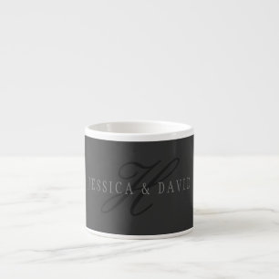 Elegant Names & Monogram Dark & Light Greys Espresso Cup