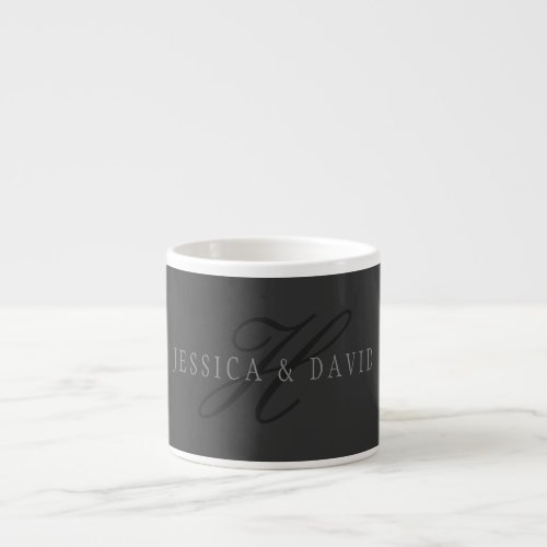 Elegant Names  Monogram  Dark  Light Greys Espresso Cup