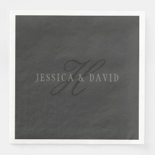 Elegant Names & Monogram Dark & Light Greys Paper Dinner Napkins