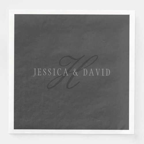 Elegant Names  Monogram  Dark  Light Greys Paper Dinner Napkins