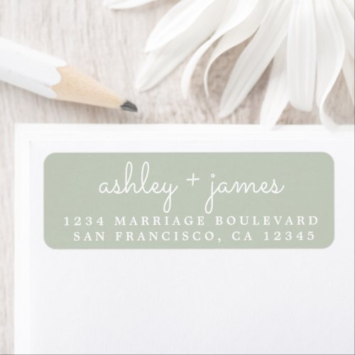 Elegant Names Pastel Green Wedding Return Address Label