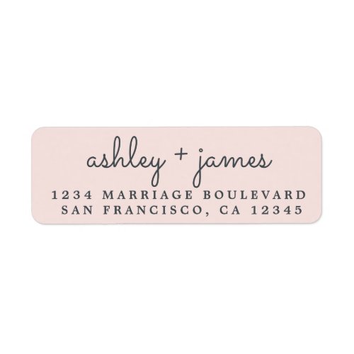 Elegant Names Pastel Pink Wedding Return Address Label