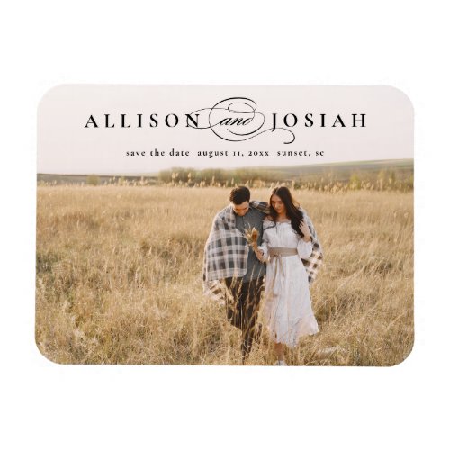 Elegant Names Photo Wedding Save the Date Magnet