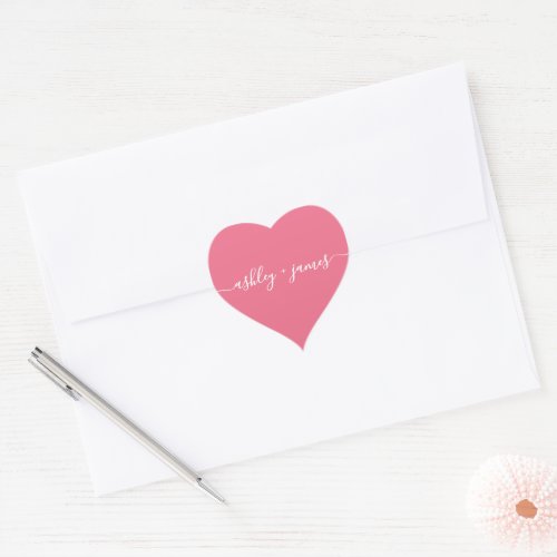 Elegant Names Pink Wedding Return Address Heart Sticker