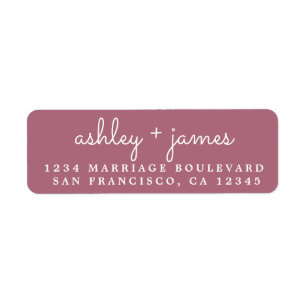 Elegant Names Purple Cassis Wedding Return Address Label