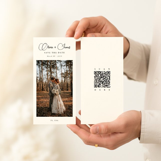 Elegant Names | Script Bookmark QR Code Save The Date (Creator Uploaded)