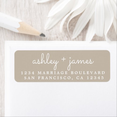 Elegant Names Shiitake Gray Wedding Return Address Label