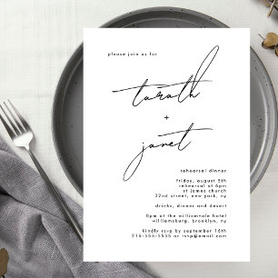 Elegant NAMES Stylish Wedding Rehearsal Dinner Invitation