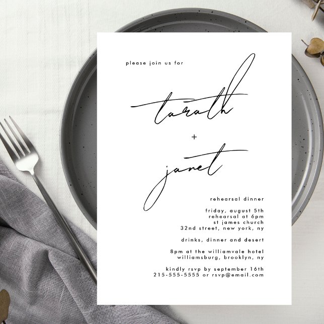 Elegant NAMES | Stylish Wedding Rehearsal Dinner Invitation (Creator Uploaded)