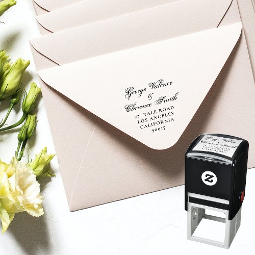 Elegant Names Wedding Return Address Envelope Self_inking Stamp