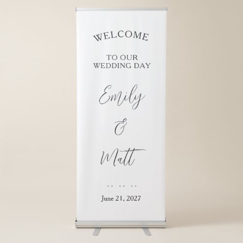 Elegant Names Wedding Welcome Retractable Banner