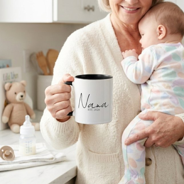 Elegant Nana EST Year Minimalist Script Design Mug (Creator Uploaded)