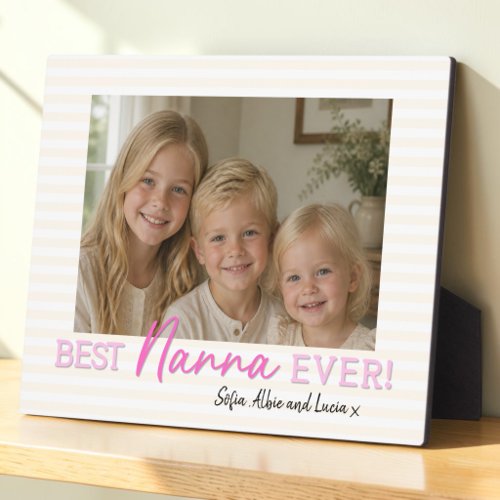 Elegant Nanna Photo Display - Striped Border Plaque
