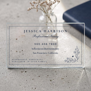 Elegant Nanny Clear Business Cards