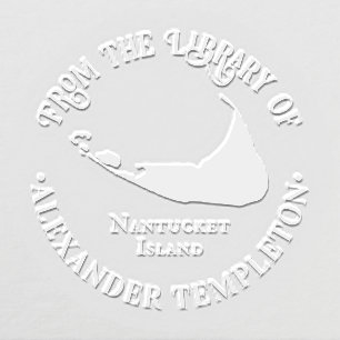 Elegant Nantucket Island Map OL2 Library Book Name Embosser
