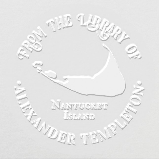 Elegant Nantucket Island Map OL2 Library Book Name Embosser (Design)