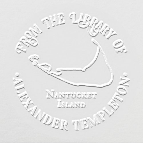 Elegant Nantucket Island Map OL Library Book Name Embosser