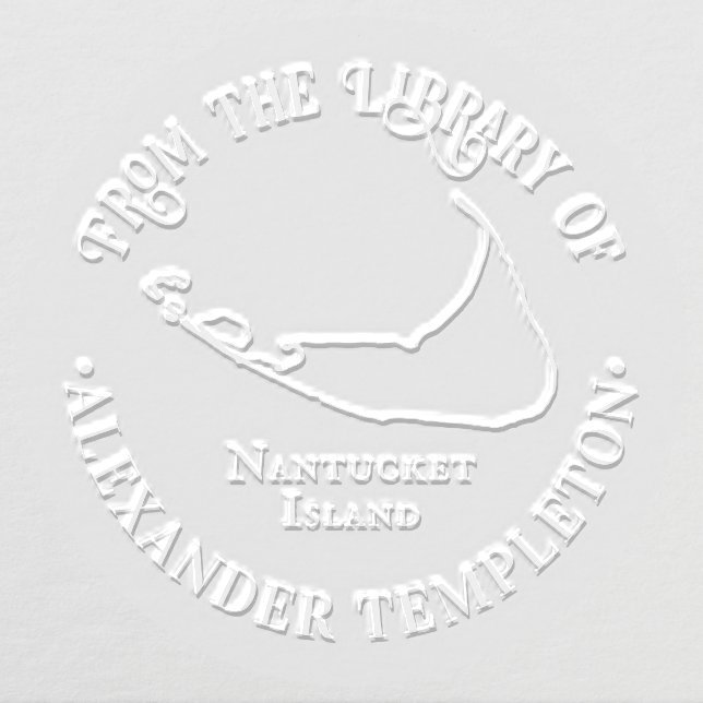 Elegant Nantucket Island Map OL Library Book Name Embosser (Design)