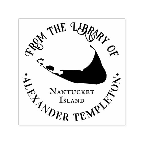 Elegant Nantucket Island Map OL Library Book Name Self_inking Stamp