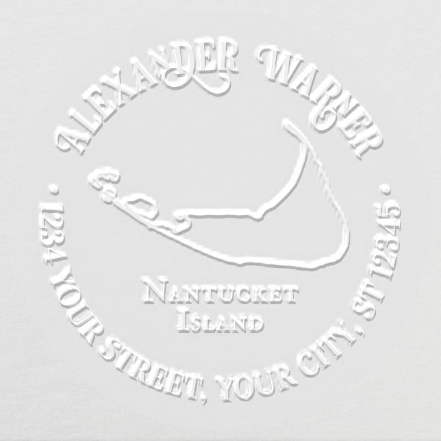 Elegant Nantucket Island Map OL Name Address Embosser (Design)