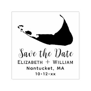 Elegant Nantucket Map Wedding Save the Date Self-inking Stamp