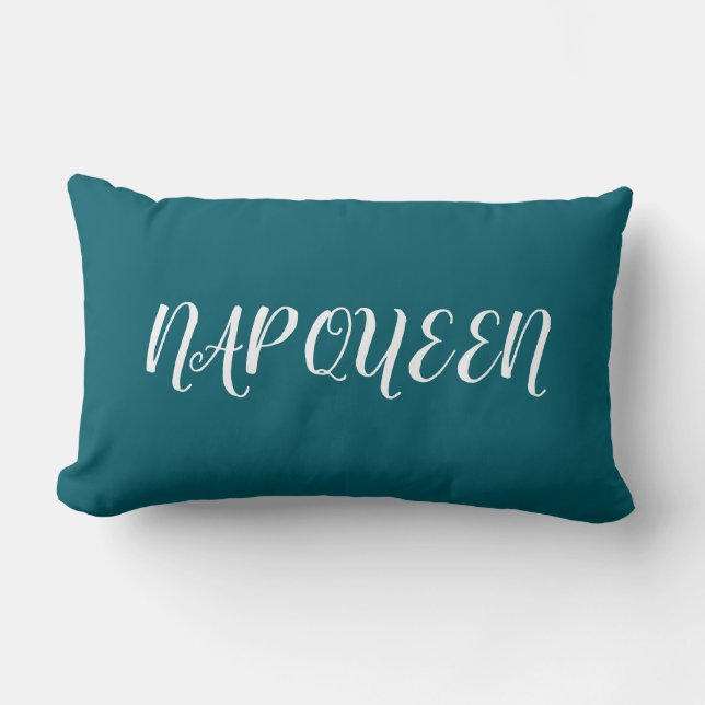 Elegant Nap Queen Script Teal Throw Pillow  (Front)